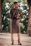 Shop Anurav Brown Dupion Silk Embroidered Kurta Set at Aza Fashions Shop_Anurav_Brown Dupion Silk Embroidered Kurta Set _at_Aza_Fashions