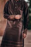 Buy Anurav Brown Dupion Silk Embroidered Kurta Set Online at Aza Fashions Buy_Anurav_Brown Dupion Silk Embroidered Kurta Set _Online_at_Aza_Fashions