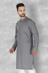Buy_Ankit V Kapoor_Grey Cotton Kurta Set _at_Aza_Fashions