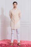 Ankit V Kapoor_Peach Georgette Embroidered Jacket And Kurta Set_Online_at_Aza_Fashions