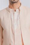Ankit V Kapoor_Peach Georgette Embroidered Jacket And Kurta Set_at_Aza_Fashions