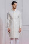 Buy_Ankit V Kapoor_White Pure Georgette Floral Embroidered Sherwani_Online_at_Aza_Fashions