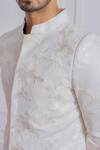 Shop_Ankit V Kapoor_White Pure Georgette Floral Embroidered Sherwani_Online_at_Aza_Fashions