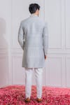 Shop_Ankit V Kapoor_Grey Pure Raw Silk Sherwani Set _at_Aza_Fashions