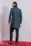 Shop_Ankit V Kapoor_Blue Pure Georgette Sequin Embroidered Sherwani Set_at_Aza_Fashions