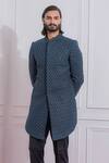 Buy_Ankit V Kapoor_Blue Pure Georgette Sequin Embroidered Sherwani Set_Online_at_Aza_Fashions