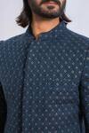Shop_Ankit V Kapoor_Blue Pure Georgette Sequin Embroidered Sherwani Set_Online_at_Aza_Fashions