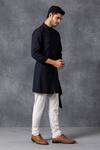 Ankit V Kapoor_Blue Suiting Asymmetric Kurta And Pant Set _Online_at_Aza_Fashions