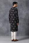 Shop_Ankit V Kapoor_Black Cotton Bird Print Kurta And Pant Set _at_Aza_Fashions