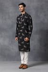 Buy_Ankit V Kapoor_Black Cotton Bird Print Kurta And Pant Set _Online_at_Aza_Fashions