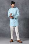 Ankit V Kapoor_Blue Cotton Button Down Kurta And Pant Set _Online_at_Aza_Fashions