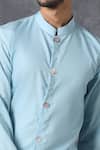 Buy_Ankit V Kapoor_Blue Cotton Button Down Kurta And Pant Set _Online_at_Aza_Fashions