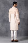 Shop_Ankit V Kapoor_Peach Cotton Embroidered Silk Kurta And Pant Set _at_Aza_Fashions