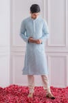Buy_Ankit V Kapoor_Blue Pure Georgette Embroidered Mirror Kurta Set _at_Aza_Fashions