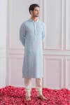 Ankit V Kapoor_Blue Pure Georgette Embroidered Mirror Kurta Set _Online_at_Aza_Fashions