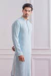 Buy_Ankit V Kapoor_Blue Pure Georgette Embroidered Mirror Kurta Set _Online_at_Aza_Fashions