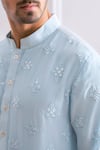 Shop_Ankit V Kapoor_Blue Pure Georgette Embroidered Mirror Kurta Set _Online_at_Aza_Fashions