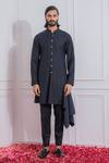 Ankit V Kapoor_Black Suiting Draped Kurta And Trouser Set _Online_at_Aza_Fashions