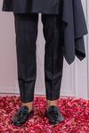 Ankit V Kapoor_Black Suiting Draped Kurta And Trouser Set _at_Aza_Fashions