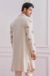 Shop_Ankit V Kapoor_White Cotton Silk Floral Motifs Embroidered Kurta Set_at_Aza_Fashions