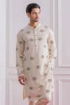 Shop_Ankit V Kapoor_White Cotton Silk Floral Motifs Embroidered Kurta Set_Online_at_Aza_Fashions