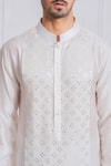 Buy_Ankit V Kapoor_White Cotton Silk Embellished Mirror Work Kurta Set _Online_at_Aza_Fashions