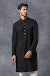 Buy_Ankit V Kapoor_Black Cotton Kurta And Pant Set _at_Aza_Fashions