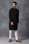 Shop_Ankit V Kapoor_Black Cotton Kurta And Pant Set _at_Aza_Fashions