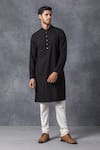 Ankit V Kapoor_Black Cotton Kurta And Pant Set _Online_at_Aza_Fashions