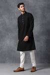 Buy_Ankit V Kapoor_Black Cotton Kurta And Pant Set _Online_at_Aza_Fashions