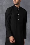 Shop_Ankit V Kapoor_Black Cotton Kurta And Pant Set _Online_at_Aza_Fashions