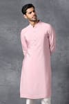 Buy_Ankit V Kapoor_Pink Cotton Silk Kurta And Pant Set _at_Aza_Fashions