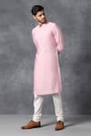 Ankit V Kapoor_Pink Cotton Silk Kurta And Pant Set _Online_at_Aza_Fashions