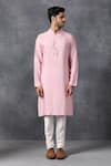 Buy_Ankit V Kapoor_Pink Cotton Silk Kurta And Pant Set _Online_at_Aza_Fashions