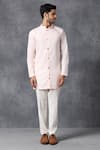 Shop_Ankit V Kapoor_Pink Cotton Button Down Kurta And Pant Set _at_Aza_Fashions