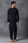 Shop_Ankit V Kapoor_Blue Cotton Kurta And Pant Set _at_Aza_Fashions