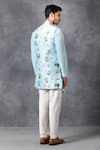 Shop_Ankit V Kapoor_Blue Silk, Cotton Jacket And Kurta Set_at_Aza_Fashions