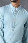 Ankit V Kapoor_Blue Silk, Cotton Jacket And Kurta Set_at_Aza_Fashions