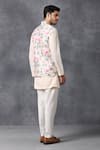 Shop_Ankit V Kapoor_Pink Silk, Cotton Printed Nehru Jacket_at_Aza_Fashions