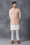 Ankit V Kapoor_Peach Pure Georgette Lucknowi Embroidered Nehru Jacket _Online_at_Aza_Fashions