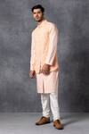 Buy_Ankit V Kapoor_Peach Pure Georgette Lucknowi Embroidered Nehru Jacket_Online_at_Aza_Fashions