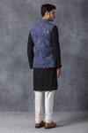 Shop_Ankit V Kapoor_Blue Pure Georgette Lucknowi Embroidered Nehru Jacket _at_Aza_Fashions