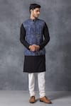 Ankit V Kapoor_Blue Pure Georgette Lucknowi Embroidered Nehru Jacket _Online_at_Aza_Fashions