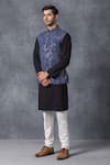 Buy_Ankit V Kapoor_Blue Pure Georgette Lucknowi Embroidered Nehru Jacket _Online_at_Aza_Fashions