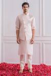 Buy_Ankit V Kapoor_Pink Cotton Silk Embroidered Bundi_at_Aza_Fashions