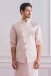 Buy_Ankit V Kapoor_Pink Cotton Silk Embroidered Bundi_Online_at_Aza_Fashions
