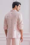 Shop_Ankit V Kapoor_Pink Cotton Silk Embroidered Nehru Jacket_at_Aza_Fashions