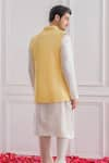 Shop_Ankit V Kapoor_Yellow Pure Georgette Lining Twill Satin Embroidered Lucknowi Nehru Jacket _at_Aza_Fashions