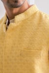 Shop_Ankit V Kapoor_Yellow Pure Georgette Lining Twill Satin Embroidered Lucknowi Nehru Jacket _Online_at_Aza_Fashions