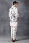 Shop_Ankit V Kapoor_Pink Silk, Cotton Printed Nehru Jacket_at_Aza_Fashions